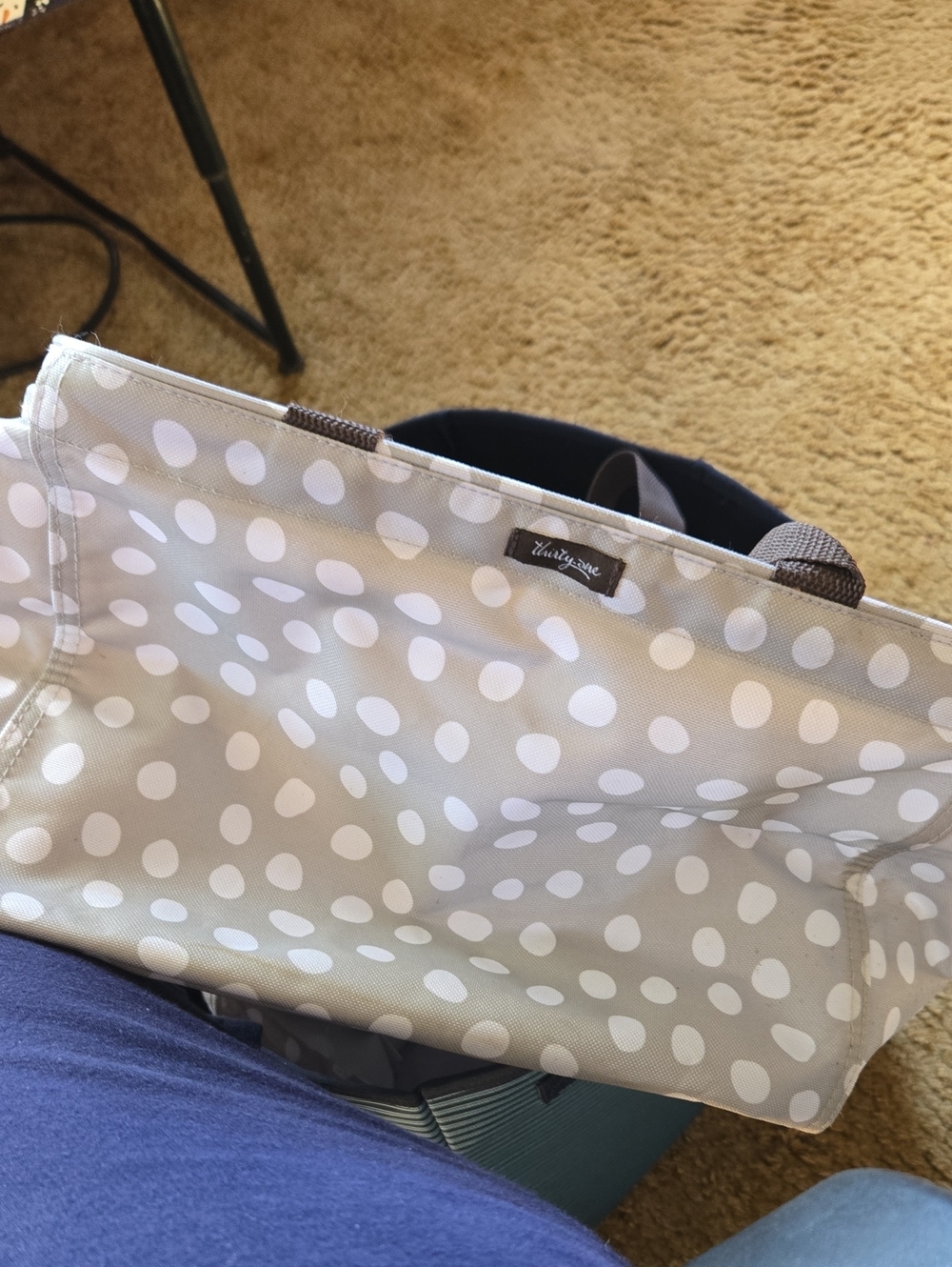 thirty-one Gray Polka Dot 12"x12" Utility Tote